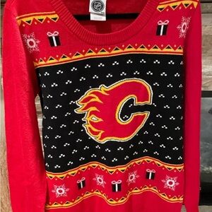Red Calgary Flames Ugly Christmas Sweater